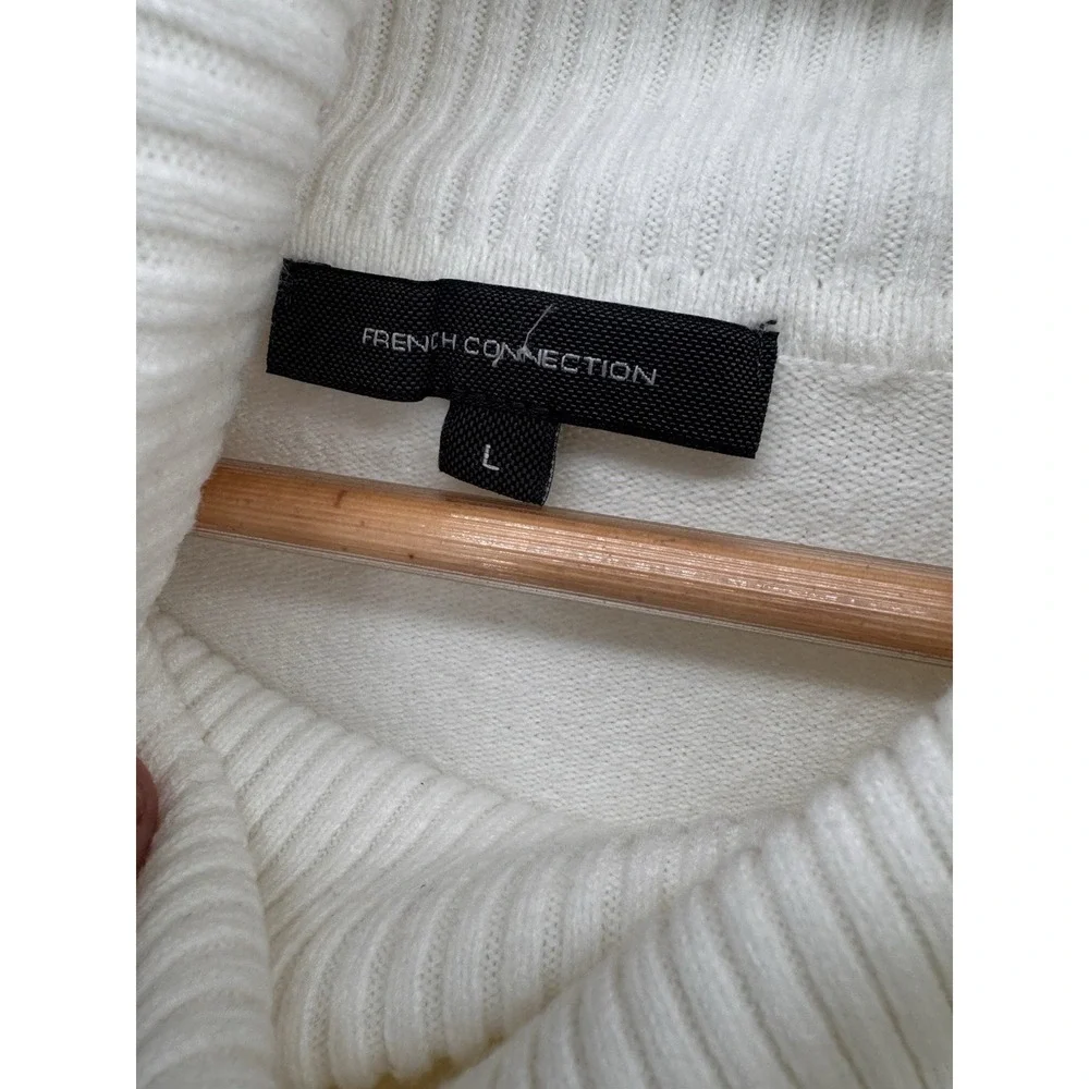 French Connection Women's Size L Oversized Flossy Orlo Ribbed Mock neck Cottage‎